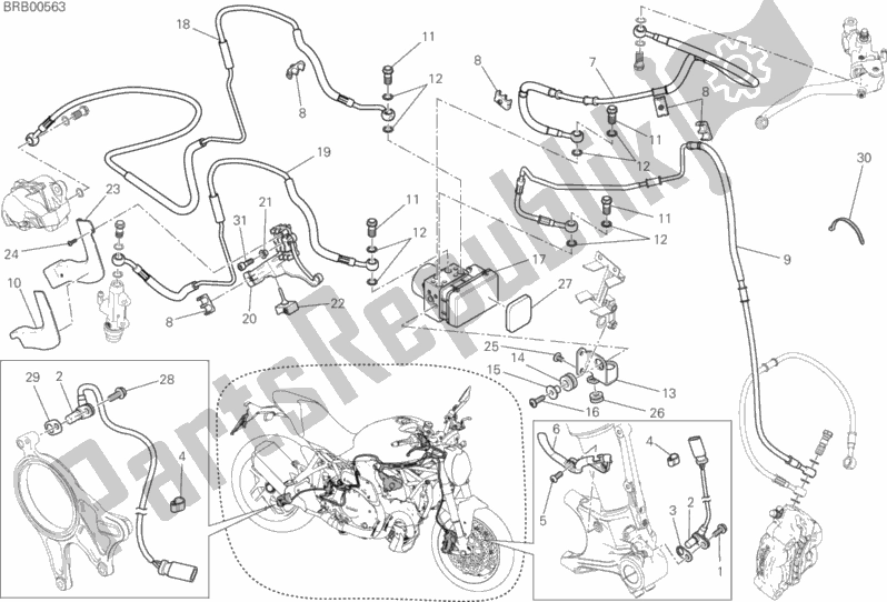 Alle onderdelen voor de Antiblokkeersysteem (abs) van de Ducati Monster 1200 S 2018